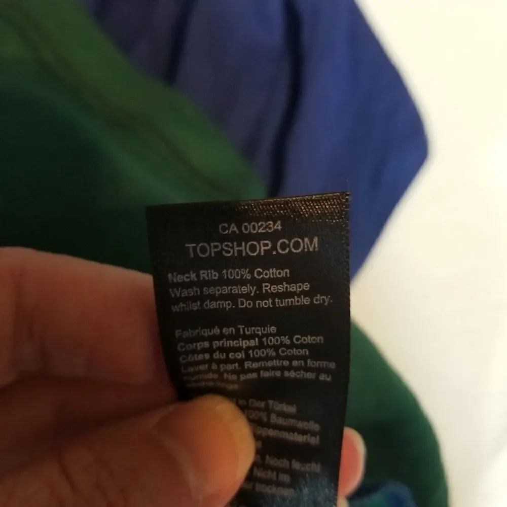 Topshop Blue‎ & Green Baseball Henley Size US8